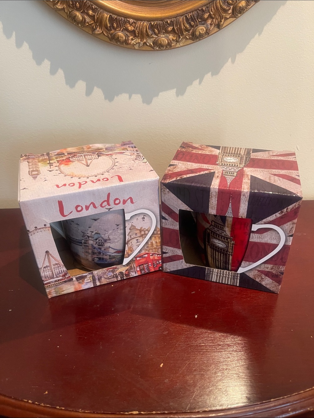 Union Jack Big Ben and London Ceramic Mug Set (2) with Matching Coasters - Picture 2 of 6